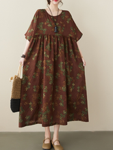Vestido camisero de algodón con cuello redondo "Música del Amor"